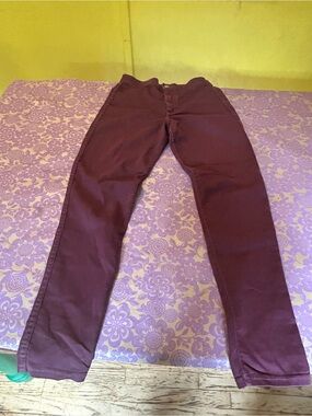 American Apparel Straight Leg Jeans in Burgundy
